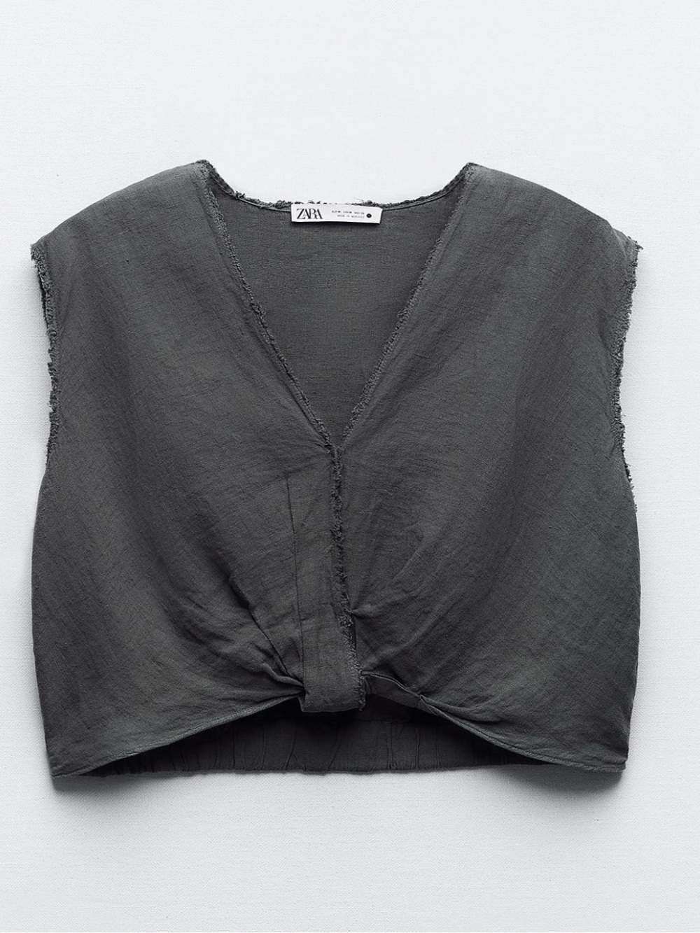 Zara Frayed Linen Blouse